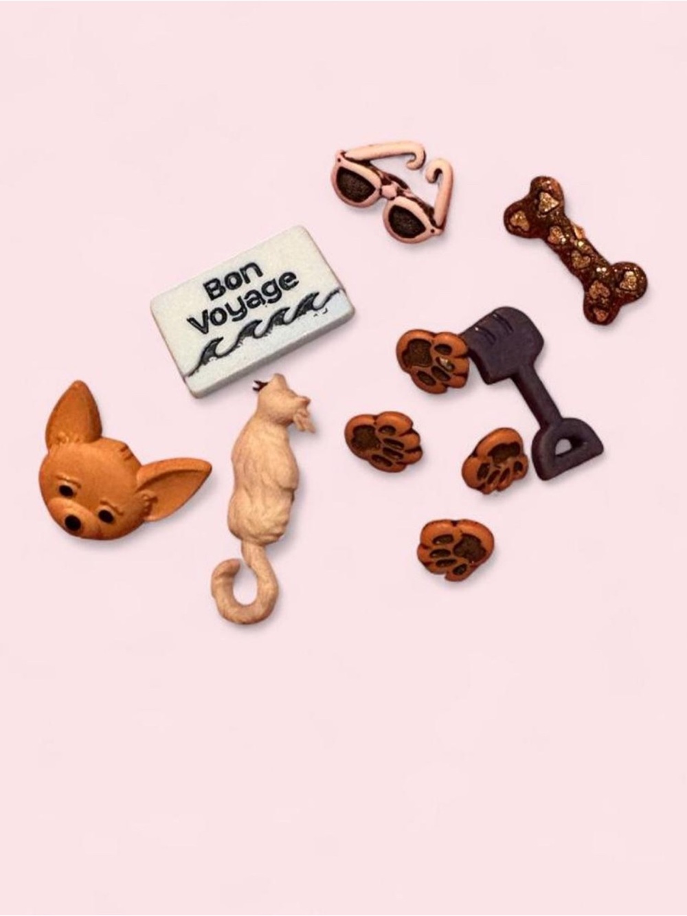 10 Piece Assorted Pet and Travel Button Set Bundle